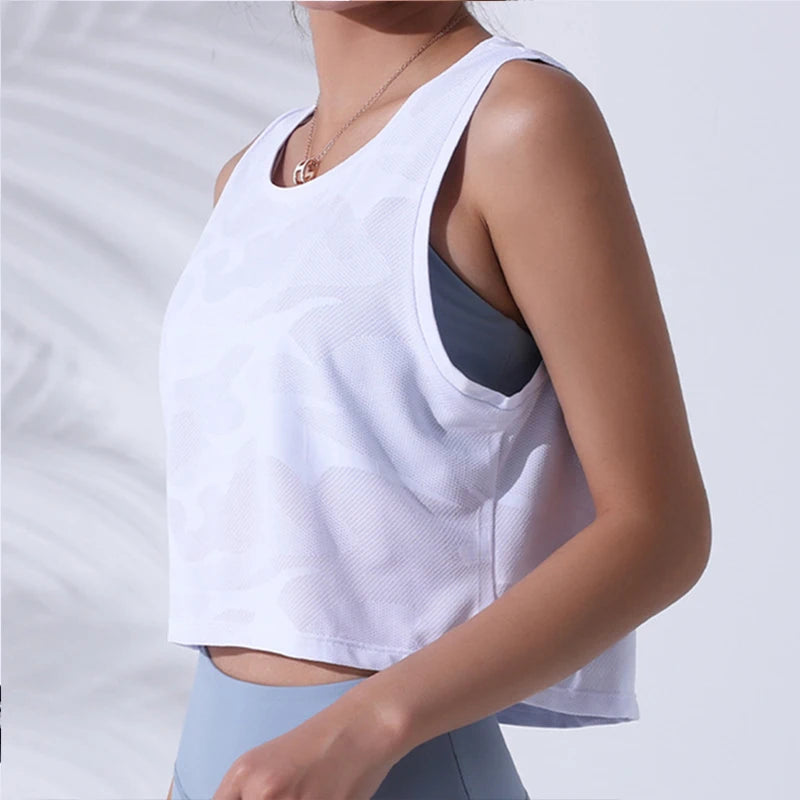 Vest Fitness Crop Top Sleeveless Mesh Yoga