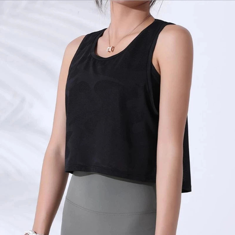 Vest Fitness Crop Top Sleeveless Mesh Yoga