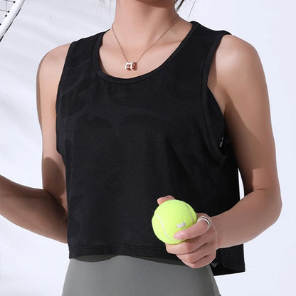 Vest Fitness Crop Top Sleeveless Mesh Yoga