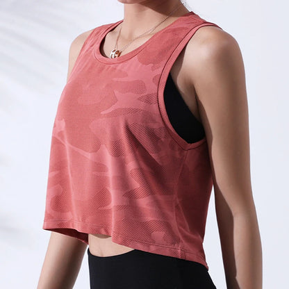 Vest Fitness Crop Top Sleeveless Mesh Yoga