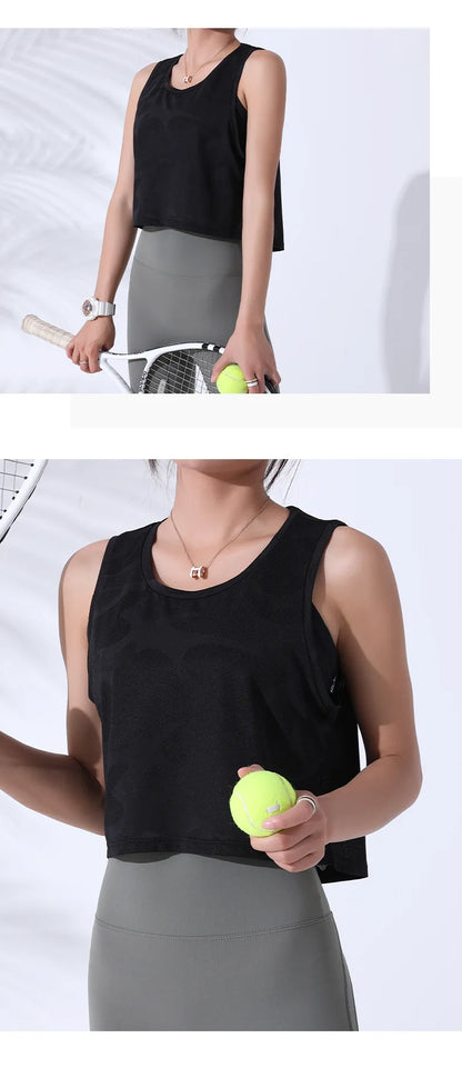 Vest Fitness Crop Top Sleeveless Mesh Yoga