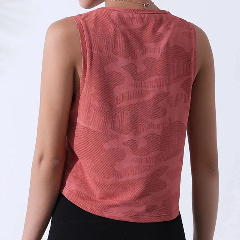 Vest Fitness Crop Top Sleeveless Mesh Yoga