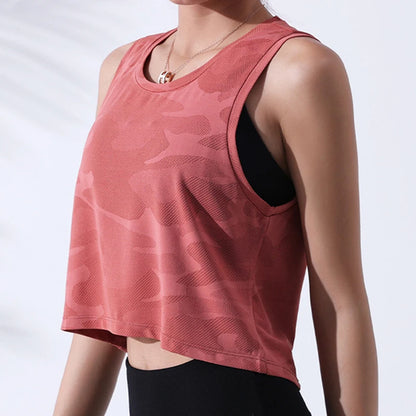 Vest Fitness Crop Top Sleeveless Mesh Yoga