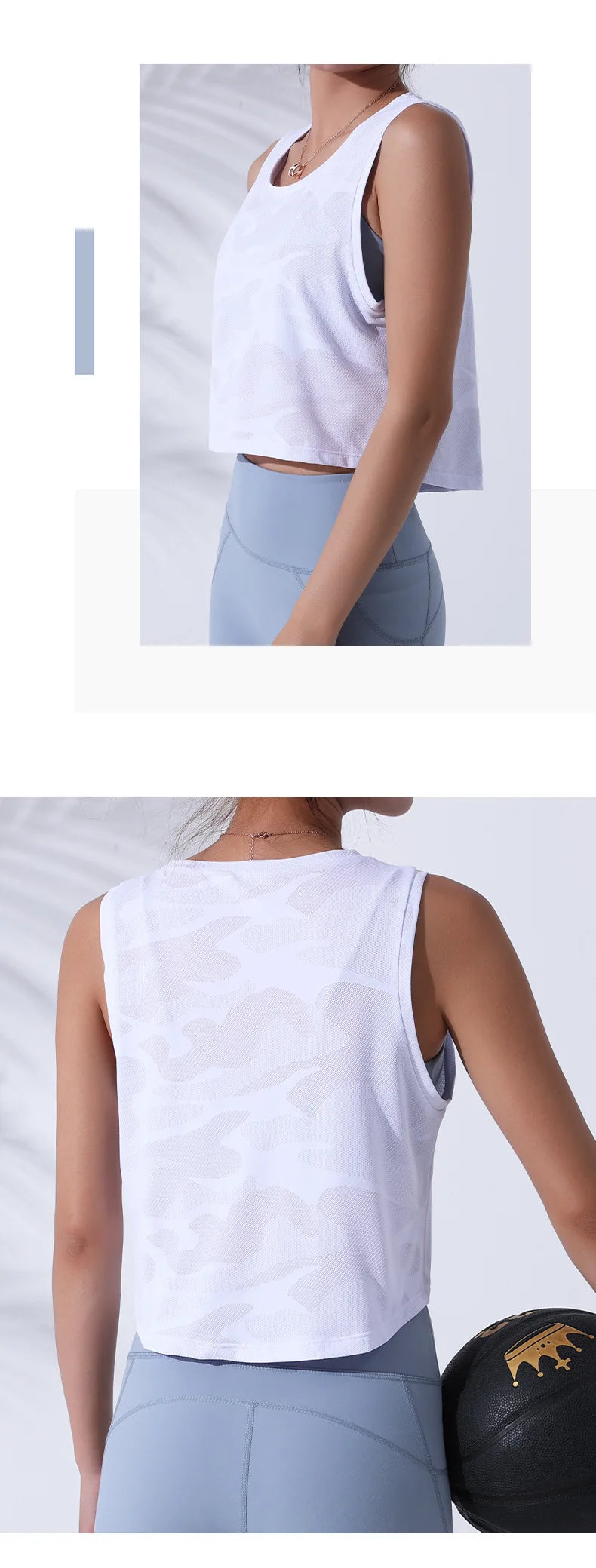Vest Fitness Crop Top Sleeveless Mesh Yoga