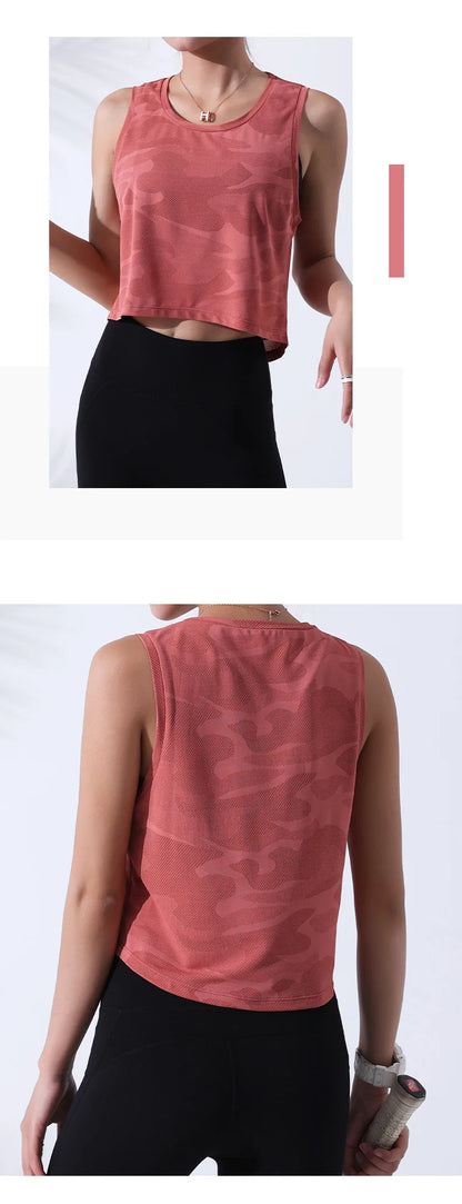 Vest Fitness Crop Top Sleeveless Mesh Yoga