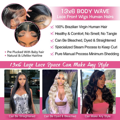 46 Inch Body Wave Human Hair Wigs
